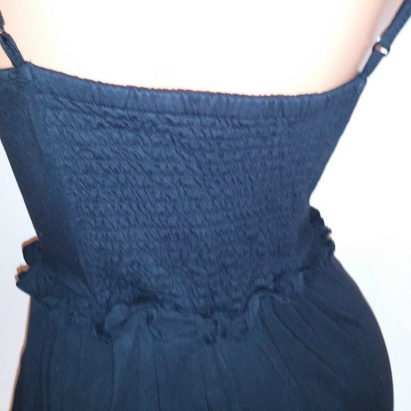 American Eagle Outfitters One Piece Romper Medium Black Red Stretch Floral Embro - Picture 12 of 14